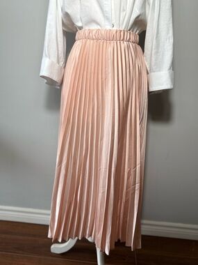 Dynamite Pleated Satin Midi Skirt NWT blush Pink Size Small